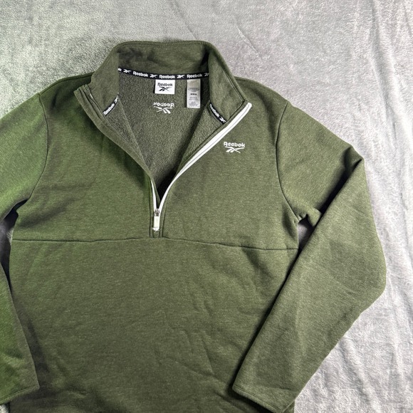 Reebok Other - Reebok Quarter Zip Pullover Sweatshirt Olive Green Medium Mens Logo